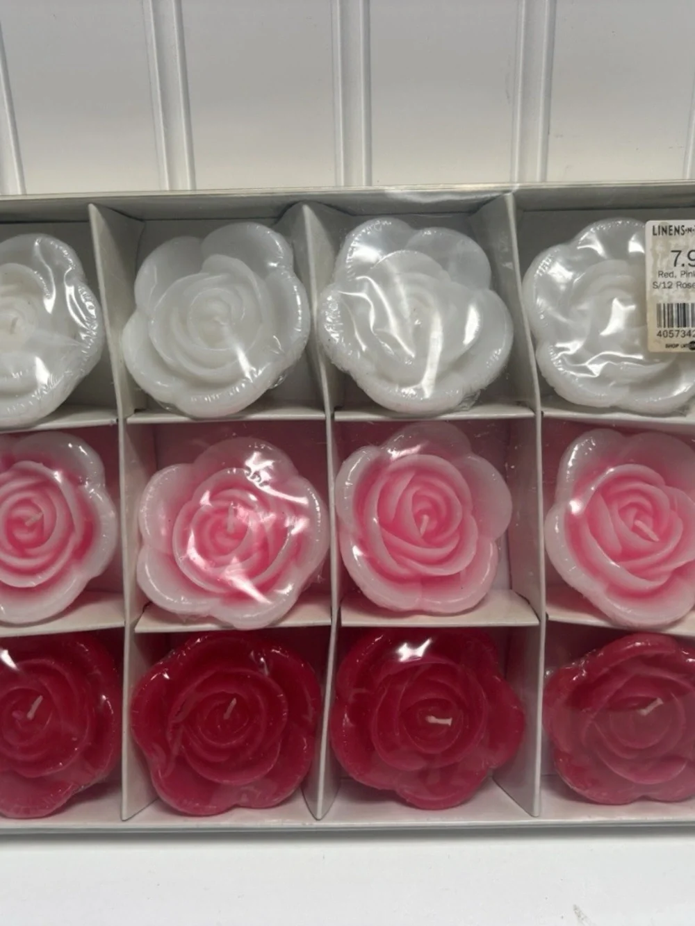 Vintage Y2K Set of 12 Rose Flower Floating Candles Pink Red White New